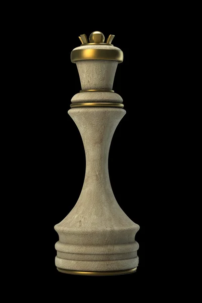 Schachkönigin Stein isoliert auf schwarzem Hintergrund. hohe Auflösung. 3D-Bild — Stockfoto