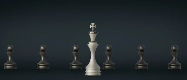 Концепция лидерства в шахматах 3D высокого разрешения — стоковое фото