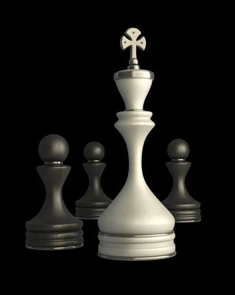 Rey de ajedrez de pie aislado sobre fondo negro 3D de alta resolución — Foto de Stock