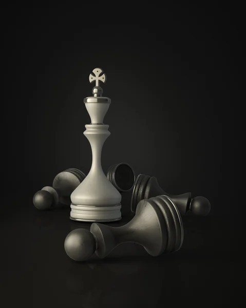 Rey de ajedrez de pie aislado sobre fondo negro 3D de alta resolución — Foto de Stock