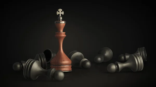Chess king stående isolerad på svart bakgrund högupplöst 3d — Stockfoto