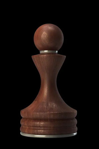 Peón de Ajedrez de madera aislado sobre fondo negro de alta resolución. Imagen 3D — Foto de Stock
