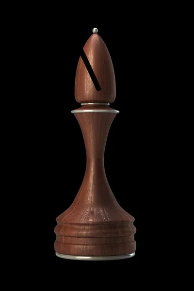 Oficial de xadrez de madeira isolado em fundo preto de alta resolução. Imagem 3D — Fotografia de Stock