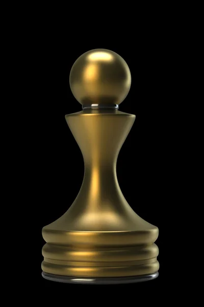 Peón dorado de ajedrez aislado sobre fondo negro. Alta resolución. Imagen 3D — Foto de Stock
