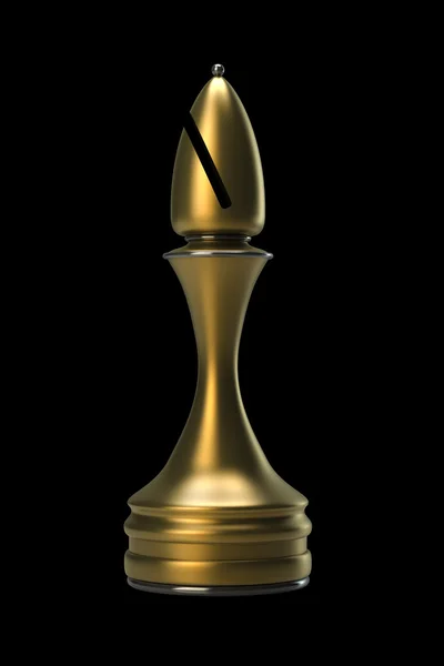 Oficial dorado de ajedrez aislado sobre fondo negro. Alta resolución. Imagen 3D — Foto de Stock