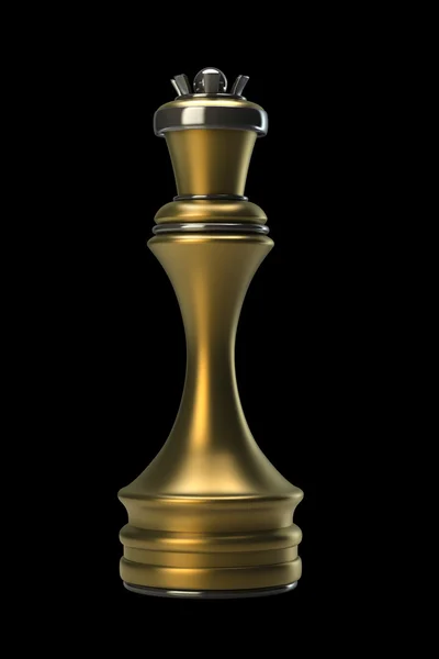 Chess golden Queen isolated on black background. High resolution. 3D image — Stock Photo, Image