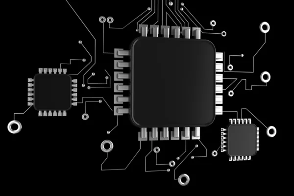 Placa de circuito. imagem gerada digitalmente 3d de alta resolução . — Fotografia de Stock