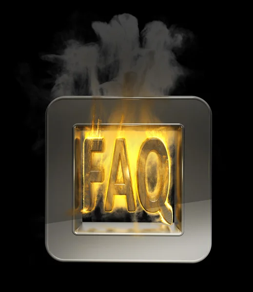 3D przycisk faq płonące ikona wysokiej reolution — Zdjęcie stockowe