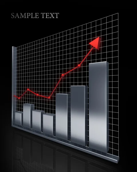 Wirtschaftswachstum Silberbarren 3d — Stockfoto