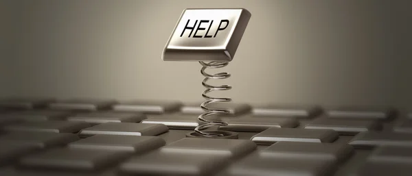 "Βοήθεια "κουμπί υψηλής ανάλυσης. εικόνα 3D — Φωτογραφία Αρχείου
