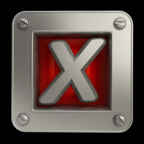 3D κουμπί εικονίδιο με Σταυρού σύμβολο που απομονώνονται σε μαύρο φόντο υψηλής ανάλυσης — Φωτογραφία Αρχείου