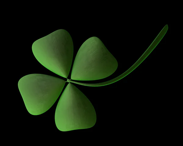 3d render of green clover isolated on black background High resolution — Stock Photo, Image