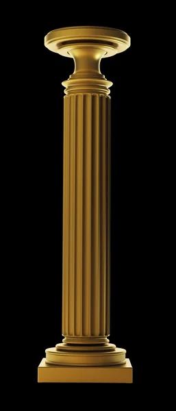 Gold Classic Column isolated on black background High resolution 3D — Stock Photo, Image