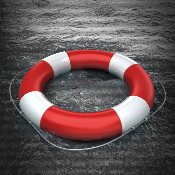 Red life buoy in the water — Stock Photo, Image