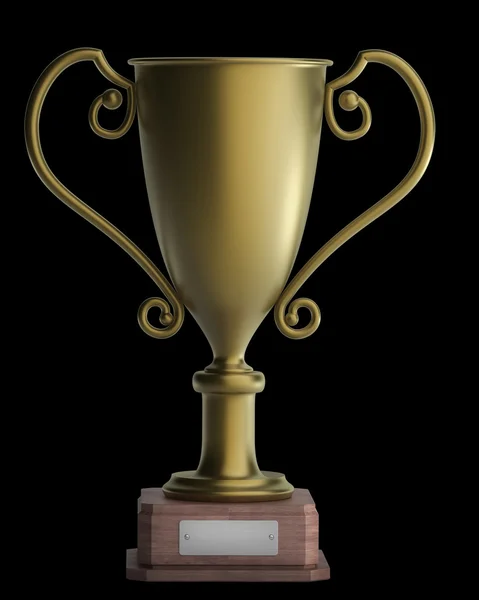 3D illustration golden trophy isolated on black background High resolution — Stock Photo, Image