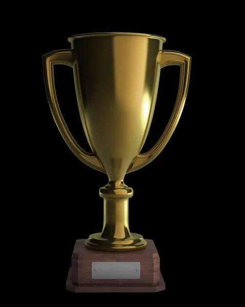 Ilustração 3D troféu dourado isolado sobre fundo preto Alta resolução — Fotografia de Stock