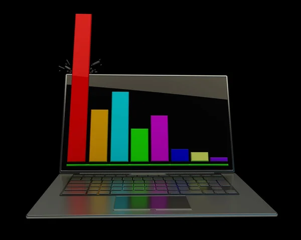 Laptopa pokazano arkusz kalkulacyjny 3d — Zdjęcie stockowe