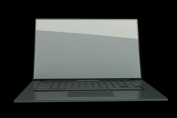 Laptop isoliert auf schwarzem Hintergrund 3d — Stockfoto