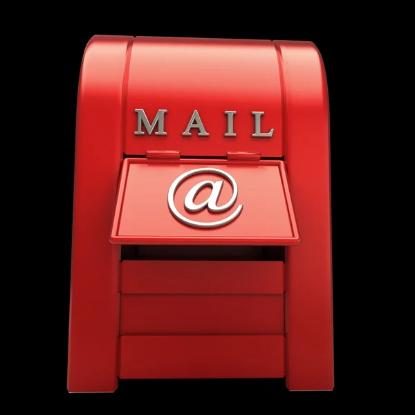 Caixa postal isolada em fundo preto ilustração 3d — Fotografia de Stock