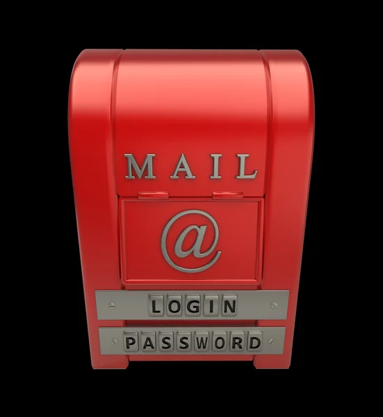 Caixa postal isolada em fundo preto ilustração 3d — Fotografia de Stock