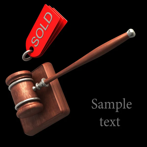 Auction gavel isolated on black background High resolution 3D — Stock Photo, Image