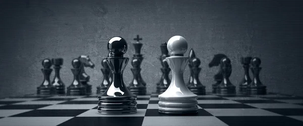 黑色 vs 白光象棋棋子背景。高分辨率 — 图库照片