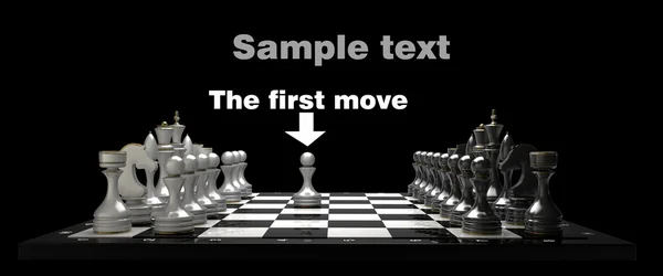 Schach auf schwarzer Tafel hochauflösend. 3D-Bild — Stockfoto