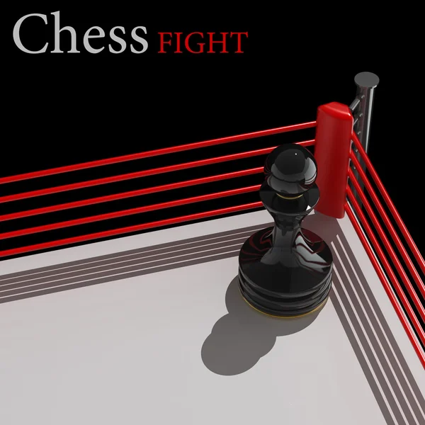 Begreppet. Chess bonde på en boxning ring 3d render (högupplöst). bakgrund — Stockfoto