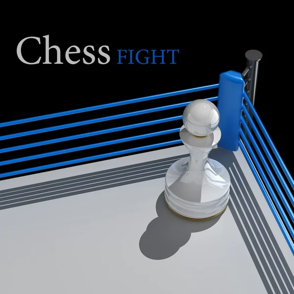 Konsep. Pion catur pada ring tinju 3D render (Hi-Res). latar belakang — Stok Foto