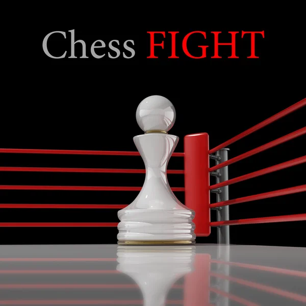 Концепция. шахматная пешка на боксерском ринге 3D рендеринг (Hi-Res). фон — стоковое фото