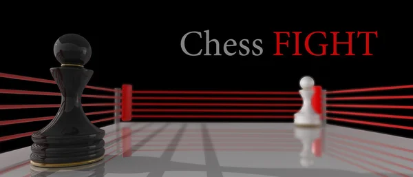 Concepto. Peón de ajedrez en un anillo de boxeo 3D render (Hi-Res). antecedentes —  Fotos de Stock