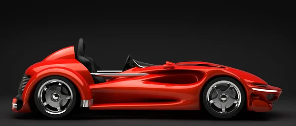 Sportbil road-stjärniga isolerad på svart 3d göra (ingen varumärke frågor eftersom bilen är min egen design) hög upplösning — Stockfoto
