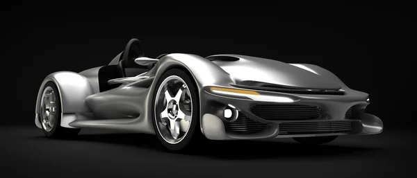Spor araba yol yıldızlı üzerinde siyah 3d render izole (hiçbir marka dergi araba kendi tasarım olarak) yüksek çözünürlüklü — Stok fotoğraf