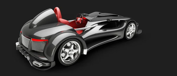 Auto sportiva road-star isolata sul rendering 3d nero (Nessun problema di marchio in quanto l'auto è il mio design) Alta risoluzione — Foto Stock