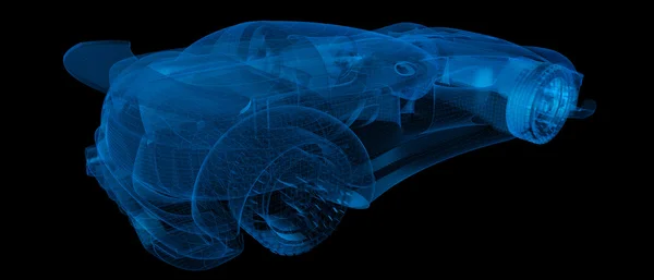 Xray Спортивный автомобиль дорожной звезды изолированы на белом 3D рендеринга (Нет проблем с торговой маркой, как автомобиль мой собственный дизайн ) — стоковое фото