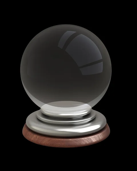 Esfera de cristal vazio isolado no fundo preto 3d — Fotografia de Stock
