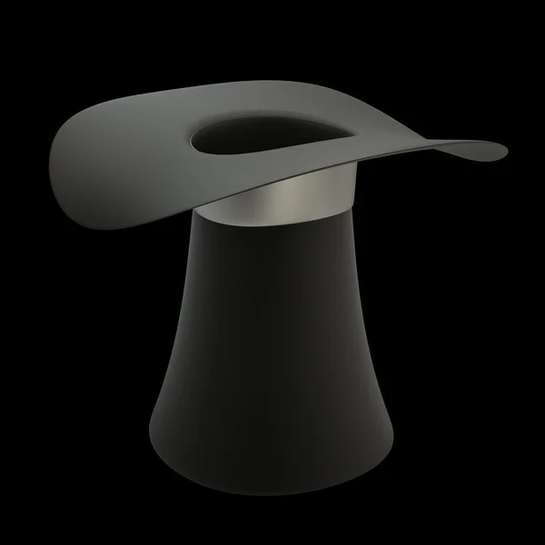Siyah şapka siyah arka plan üzerinde yüksek çözünürlüklü izole gri şerit ile 3d — Stok fotoğraf