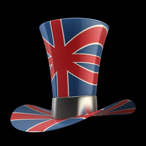 Chapeau TOP du Royaume-Uni isolé sur fond noir Haute résolution 3D — Photo