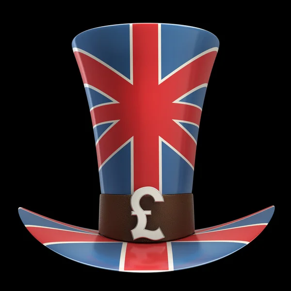 Chapeau TOP du Royaume-Uni isolé sur fond noir Haute résolution 3D — Photo