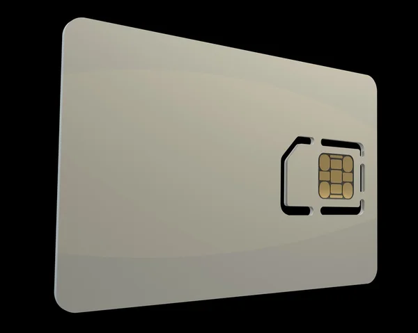 Lege SIM-kaart geïsoleerd op zwarte achtergrond hoge resolutie 3d — Stockfoto