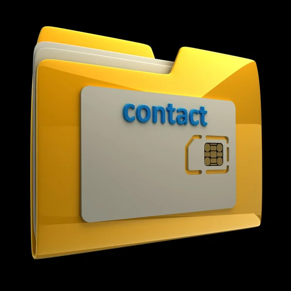 3D Amarelo cartão SIM pasta isolado no fundo preto Alta resolução — Fotografia de Stock