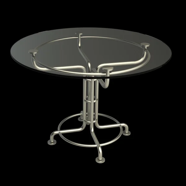 3D nowoczesny okrągły stół na białym tle na czarnym tle (nie znaku towarowego kwestii jak mój własny projekt) — Zdjęcie stockowe