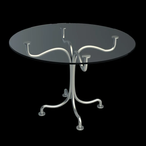 3d moderner runder Tisch isoliert auf schwarzem Hintergrund (keine Markenprobleme wie mein eigenes Design) — Stockfoto