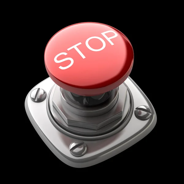 Botón rojo STOP Aislado Alta resolución. Imagen 3D —  Fotos de Stock