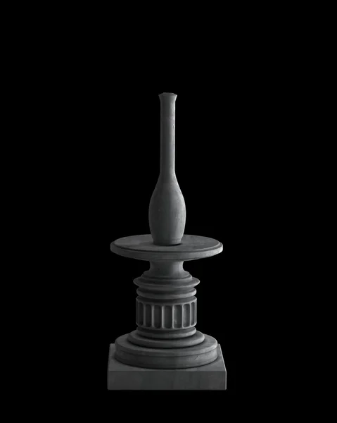 Ozdobny wazon kamień na podium na białym tle na czarnym tle. obraz 3d w wysokiej rozdzielczości — Zdjęcie stockowe