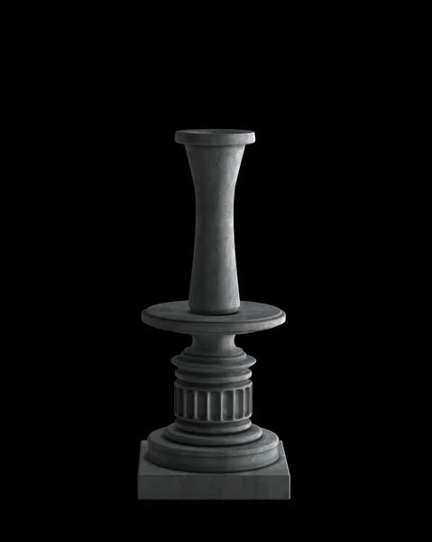 Jarrón decorativo de piedra sobre un podio aislado sobre fondo negro. Imagen 3D de alta resolución —  Fotos de Stock