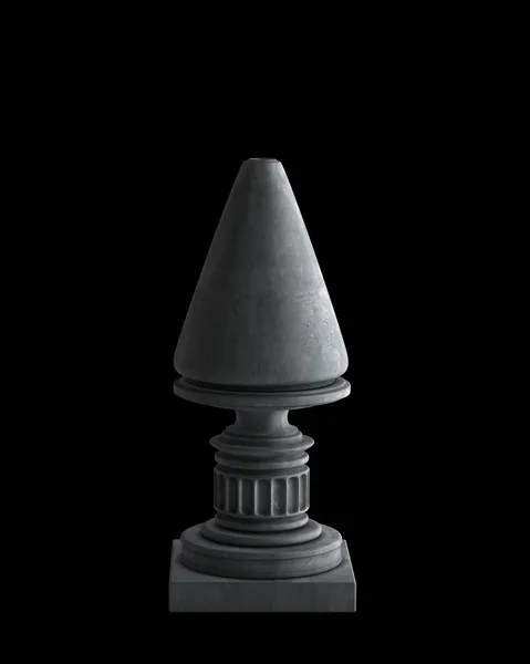Jarrón decorativo de piedra sobre un podio aislado sobre fondo negro. Imagen 3D de alta resolución —  Fotos de Stock
