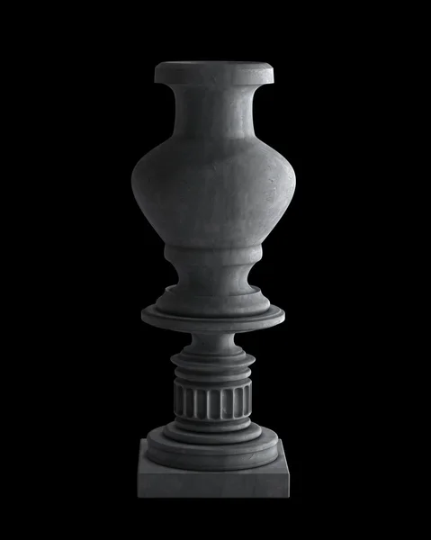 黒の背景上に分離されて表彰台に装飾的な石の花瓶。高解像度 3 d 画像 — ストック写真