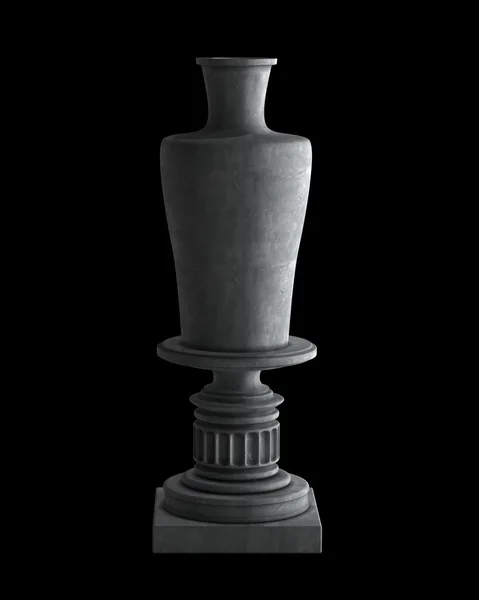 在讲台上被隔绝在黑色背景上的装饰石材花瓶。高分辨率的 3d 图像 — 图库照片