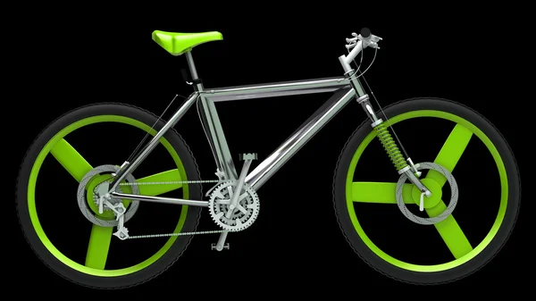 Siyah arka plan üzerinde yüksek çözünürlüklü izole modern spor bisiklet. 3D görüntü — Stok fotoğraf
